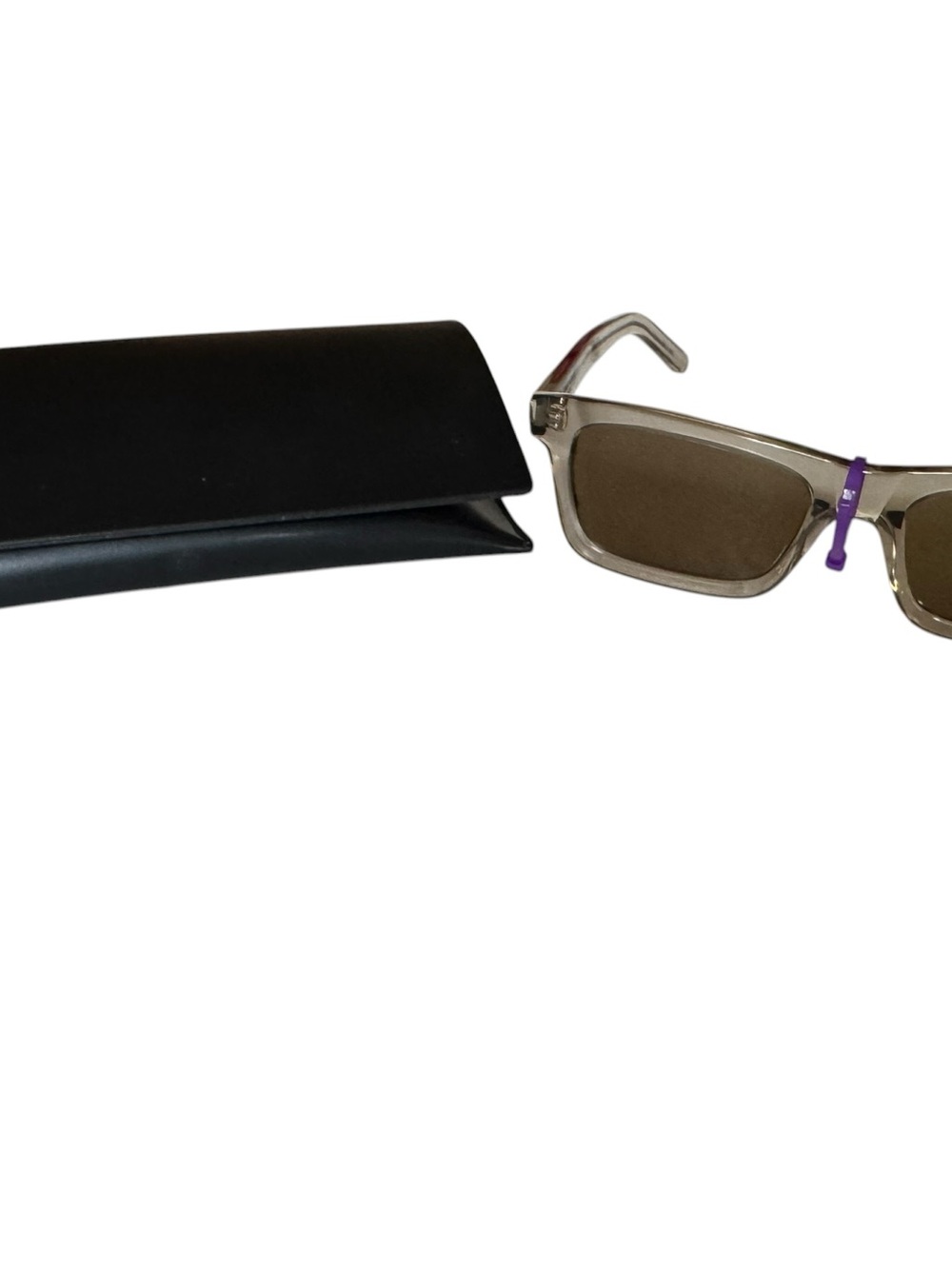 Saint Laurent Translucent Beige Square Sunglasses with Brown Lenses - Picture 3 of 4